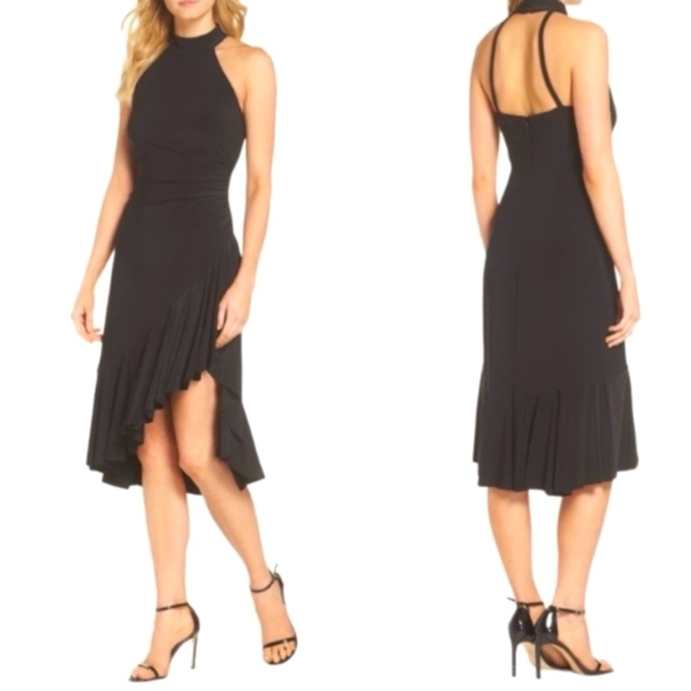 Vince Camuto Elegant Black Halter Mini Dress